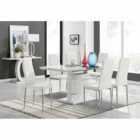 Furniture Box Renato 120cm High Gloss Extending Dining Table and 6 x White Milan Chairs