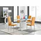 Furniture Box Renato 120cm High Gloss Extending Dining Table and 4 x Mustard Milan Chairs