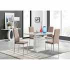 Furniture Box Renato 120cm High Gloss Extending Dining Table and 4 x Cappuccino Milan Chairs