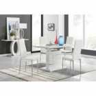 Furniture Box Renato 120cm High Gloss Extending Dining Table and 4 x White Milan Chairs