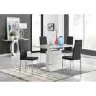 Furniture Box Renato 120cm High Gloss Extending Dining Table and 4 x Black Milan Chairs