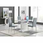 Furniture Box Renato 120cm High Gloss Extending Dining Table and 4 x Grey Milan Chairs
