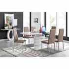 Furniture Box Renato 6 Seater Extending Table And 8 x Cappuccino Grey Milan Chairs