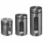 5Five Set Of 3 Stainless Steel & Glass Screw Lid Jar 600Ml/900Ml/1.25Ltr