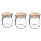 5Five Set Of 3 750Ml Clip Shut Wood Lid Glass Jar