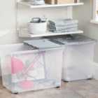 Wham Set 2 80 Litre Box With Wheels & Folding Lid - Clear/Grey
