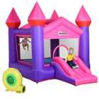 Outsunny Kids Bouncy Castle & Trampoline with Slide - Pink/Purple