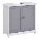 Kleankin 60x60cm Retro Under-Sink Storage Cabinet with Adjustable Shelf Handles - White