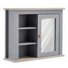 Kleankin Bathroom Mirror Cabinet Storage Organizer, Open Inside Shelves - Grey