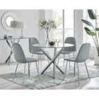 Furniture Box Selina Round Dining Table 4 Grey Corona Chairs