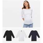 Maternity 3 Pack Black Navy and White Ruched Tops
