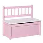 HOMCOM 2 In 1 Kids Wooden Toy Box Storage Chest Bench With Slow Close Lid Pink