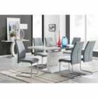 Furniture Box Renato 120cm High Gloss Extending Dining Table and 6 x Grey Lorenzo Chairs