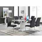 Furniture Box Renato 120cm High Gloss Extending Dining Table and 6 x Black Lorenzo Chairs
