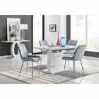 Furniture Box Renato 120cm High Gloss Extending Dining Table and 4 x Grey Pesaro Silver Leg Chairs