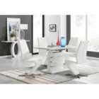 Furniture Box Renato 120cm High Gloss Extending Dining Table and 4 x White Willow Chairs