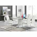 Furniture Box Renato 120cm High Gloss Extending Dining Table and 6 x White Lorenzo Chairs