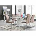 Furniture Box Renato 120cm High Gloss Extending Dining Table and 6 x Cappuccino Lorenzo Chairs