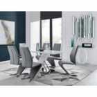 Furniture Box Sorrento White High Gloss And Stainless Steel Dining Table And 6 x Elephant Grey Willow Dining Chairs