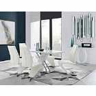 Furniture Box Sorrento White High Gloss And Stainless Steel Dining Table And 6 x White Willow Dining Chairs
