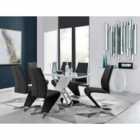 Furniture Box Sorrento White High Gloss And Stainless Steel Dining Table And 6 x Black Willow Dining Chairs