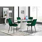 Furniture Box Renato 120cm High Gloss Extending Dining Table and 4 x Green Pesaro Black Leg Chairs
