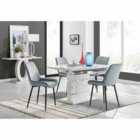 Furniture Box Renato 120cm High Gloss Extending Dining Table and 4 x Grey Pesaro Black Leg Chairs