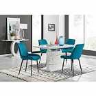 Furniture Box Renato 120cm High Gloss Extending Dining Table and 4 x Blue Pesaro Black Leg Chairs