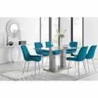 Furniture Box Imperia 6 Seater Grey Dining Table and 6 x Blue Pesaro Silver Leg Chairs