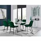 Furniture Box Sorrento 6 Seater White Dining Table and 6 x Green Pesaro Black Leg Chairs