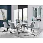 Furniture Box Sorrento 6 Seater White Dining Table and 6 x Grey Pesaro Black Leg Chairs