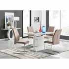 Furniture Box Renato 120cm High Gloss Extending Dining Table and 4 x Cappuccino Lorenzo Chairs