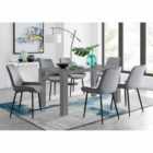 Furniture Box Pivero 6 Seater Grey Dining Table and 6 x Grey Pesaro Black Leg Chairs