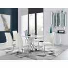 Furniture Box Sorrento White High Gloss And Stainless Steel Dining Table And 6 White Lorenzo Dining Chairs