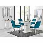 Furniture Box Apollo 4 Seater Dining Table and 4 x Blue Pesaro Silver Leg Chairs