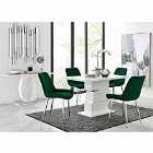 Furniture Box Apollo 4 Seater Dining Table and 4 x Green Pesaro Silver Leg Chairs
