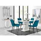 Furniture Box Apollo 4 Seater Dining Table and 4 x Blue Pesaro Black Leg Chairs