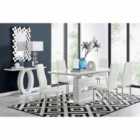 Furniture Box Arezzo Large Extending Dining Table and 6 x White Milan Chairs