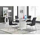 Furniture Box Renato 120cm High Gloss Extending Dining Table and 4 x Black Isco Chairs