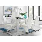Furniture Box Pivero White High Gloss Dining Table And 6 x White Willow Chairs Set