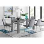 Furniture Box Pivero 6 Seater Grey Dining Table and 6 x Grey Pesaro Silver Leg Chairs