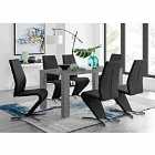 Furniture Box Pivero Grey High Gloss Dining Table And 6 x Luxury Black Willow Chairs Set