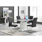 Furniture Box Renato 120cm High Gloss Extending Dining Table and 4 x Black Lorenzo Chairs
