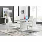 Furniture Box Renato 120cm High Gloss Extending Dining Table and 4 x White Lorenzo Chairs