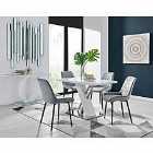 Furniture Box Sorrento 4 Seater White Dining Table and 4 x Grey Pesaro Black Leg Chairs