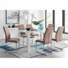 Furniture Box Pivero White High Gloss Dining Table and 6 x Cappuccino Grey Lorenzo Dining Chairs