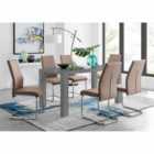Furniture Box Pivero Grey High Gloss Dining Table and 6 x Cappuccino Grey Lorenzo Dining Chairs