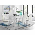 Furniture Box Pivero White High Gloss Dining Table and 6 x White Lorenzo Dining Chairs