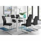 Furniture Box Pivero White High Gloss Dining Table and 6 x Black Lorenzo Dining Chairs