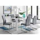 Furniture Box Pivero White High Gloss Dining Table and 6 x Elephant Grey Lorenzo Dining Chairs